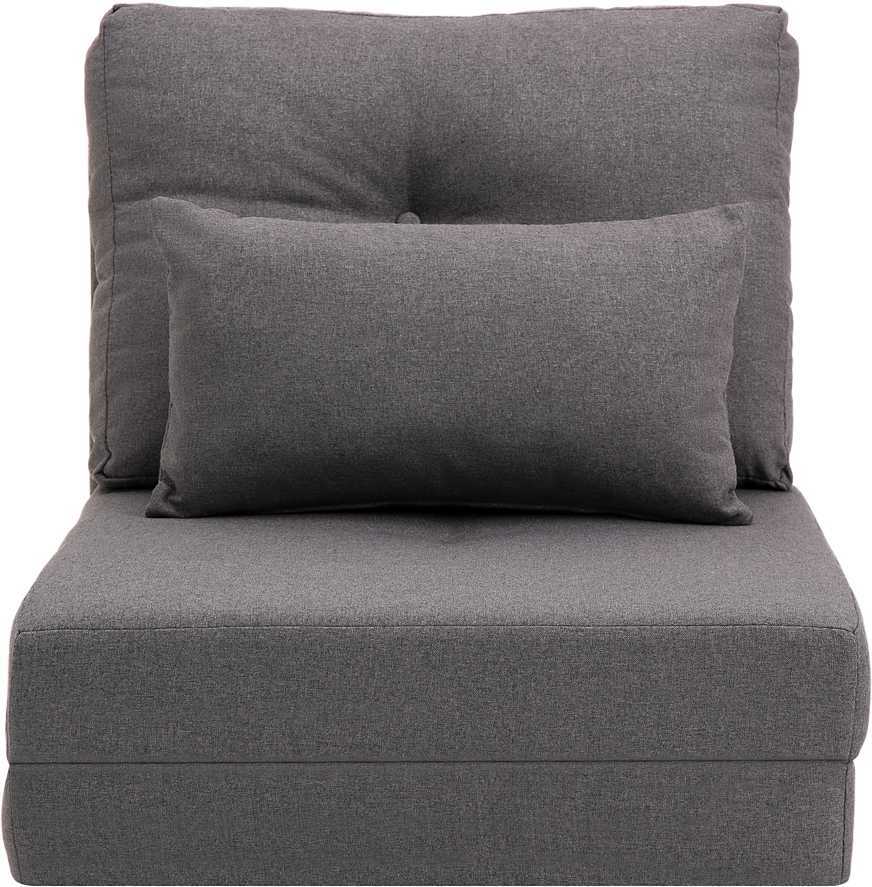 HOMCOM grindų fotelis, 2-in-1 sulankstoma lova su reguliuojamu atlošu, grindų sofa su dekoratyvine pagalve, lininis, grindų sėdmaišis