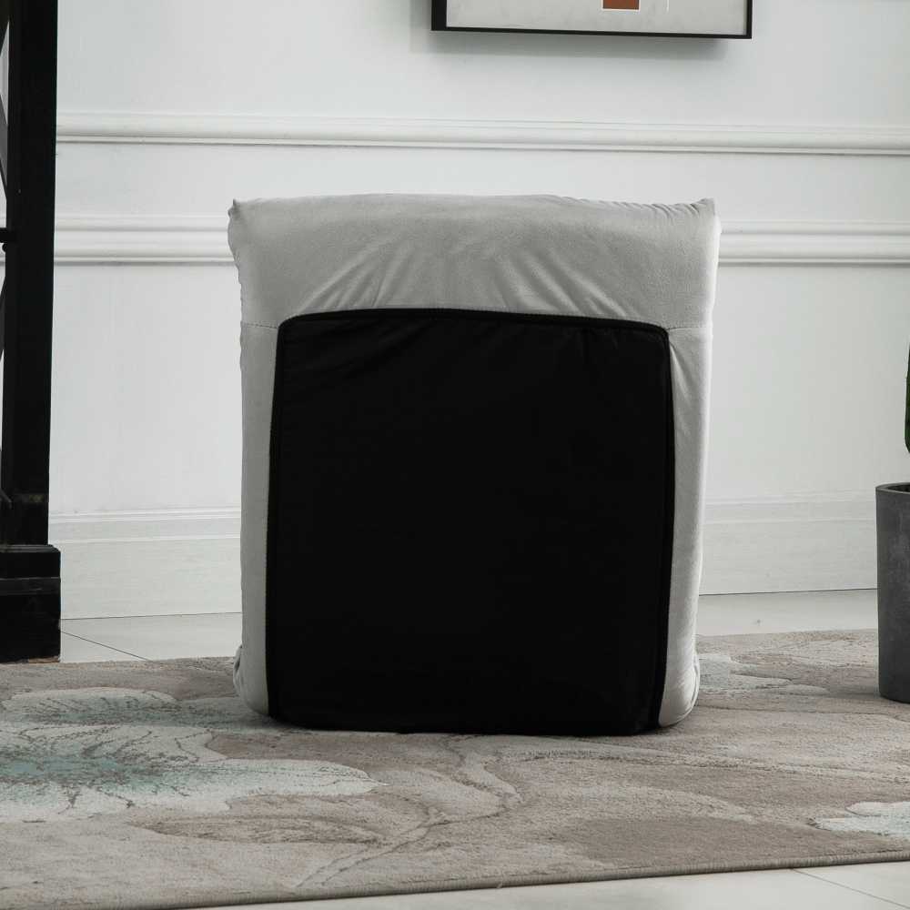 Fotelis HOMCOM grindų kėdė "3-in-1", sulankstoma, reguliuojamas atlošas, 13 padėčių, sulankstomas gulmaišis, pilkas metalinis putplastis, 55x71x53,5 cm