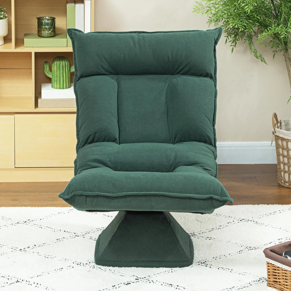 HOMCOM grindų kėdė 360° besisukanti, su 5 padėčių reguliuojamu atlošu, sulankstoma grindų sofa, meditacijos kėdė, paminkštinta „Lazy“ sofa svetainei, žaidimams ir skaitymui, žalia