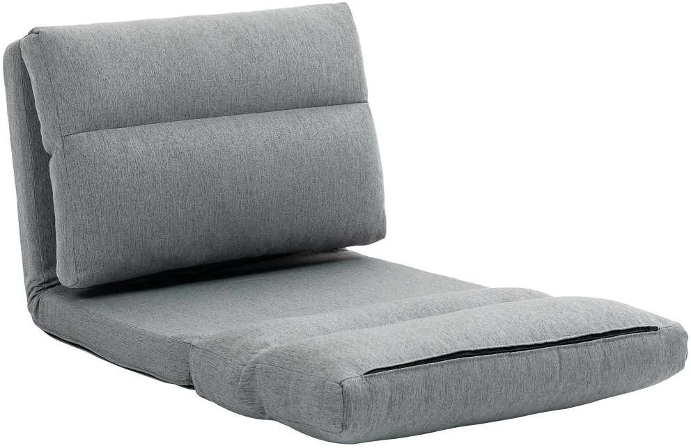 HOMCOM grindinis krėslas su 6 padėčių reguliuojamu atlošu, sulankstomas meditacijos krėslas, lininio audinio išvaizda, paminkštinta grindų sofa svetainei, miegamajam, pilkas