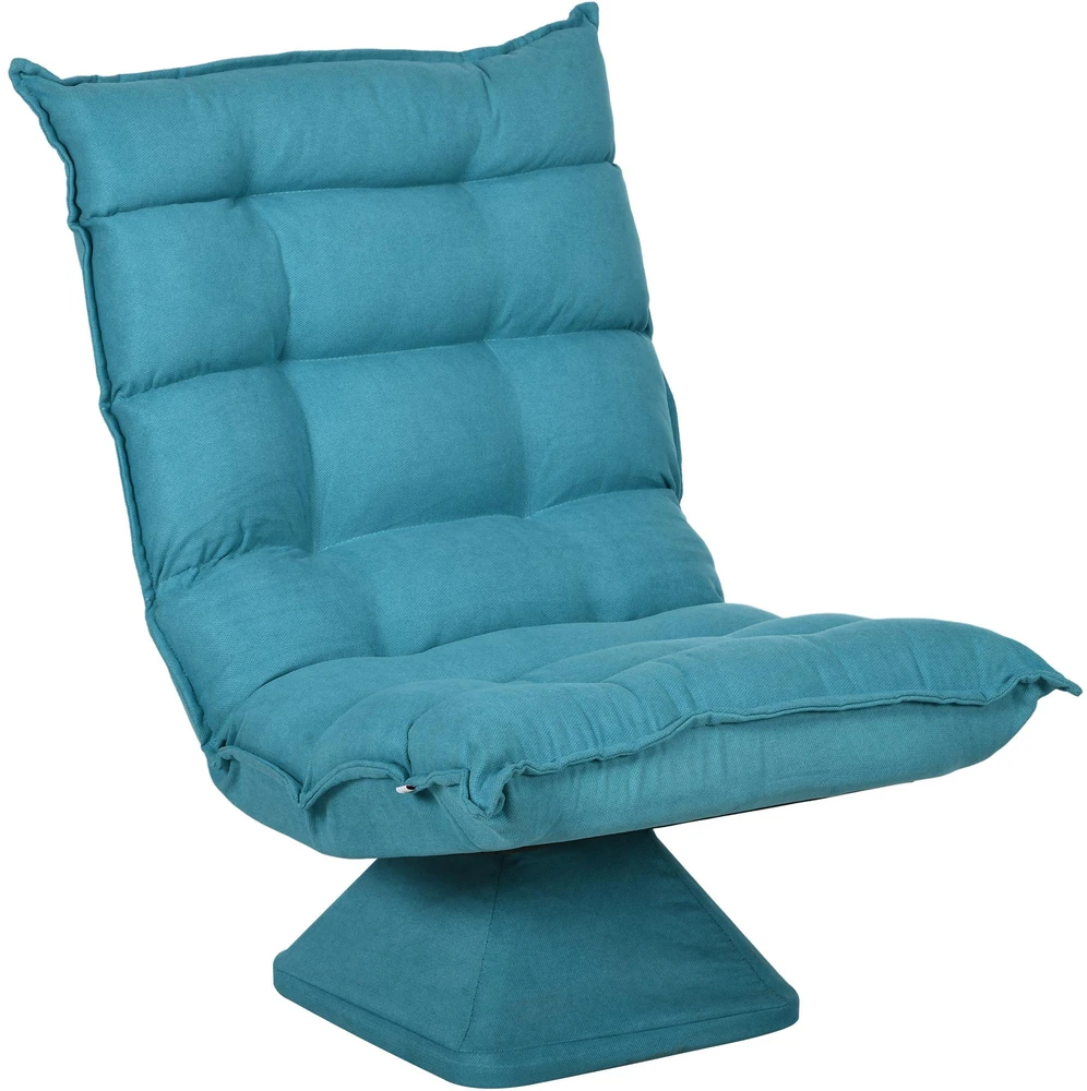 HOMCOM grindų kėdė, reguliuojama grindų sofa, besisukanti, meditacijos kėdė, poilsio kėdė, „Lazy“ sofa, svetainei, biurui, mėlyna