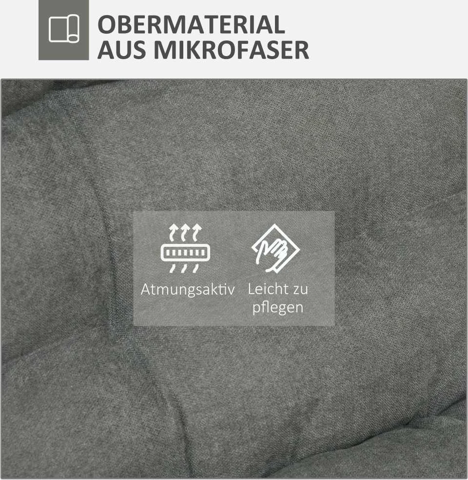 HOMCOM grindų kėdė, grindų sofa su reguliuojamu atlošu, besisukantis poilsio krėslas, sėdmaišis svetainei, biurui, mikropluoštas, pilka
