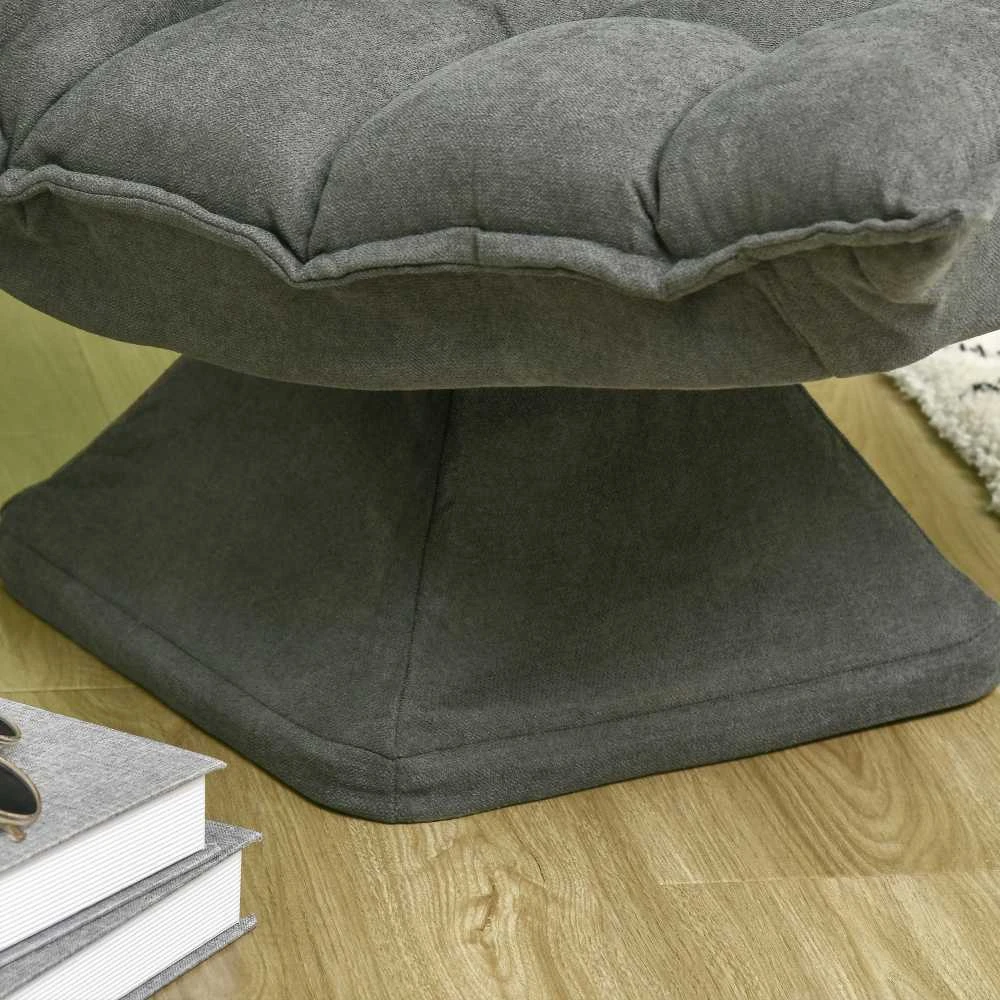 HOMCOM grindų kėdė, grindų sofa su reguliuojamu atlošu, besisukantis poilsio krėslas, sėdmaišis svetainei, biurui, mikropluoštas, pilka