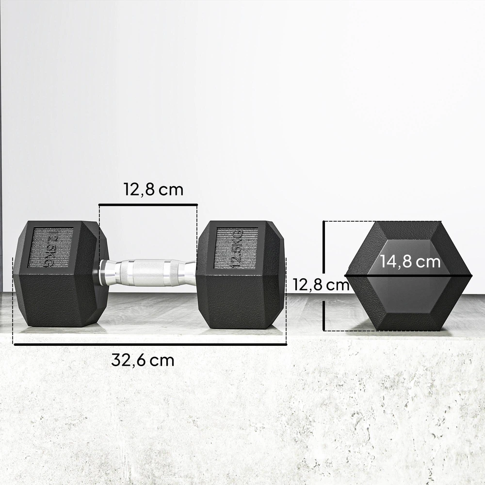 HOMCOM hanteliai su rantyta rankena, ketaus hanteliai, 2 x 12,5kg, skirti namams, sporto salei, jėgos treniruotėms