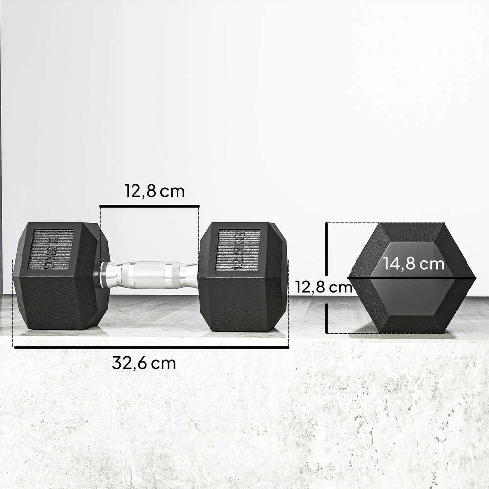 HOMCOM hanteliai su rantyta rankena, ketaus hanteliai, 2 x 12,5kg, skirti namams, sporto salei, jėgos treniruotėms