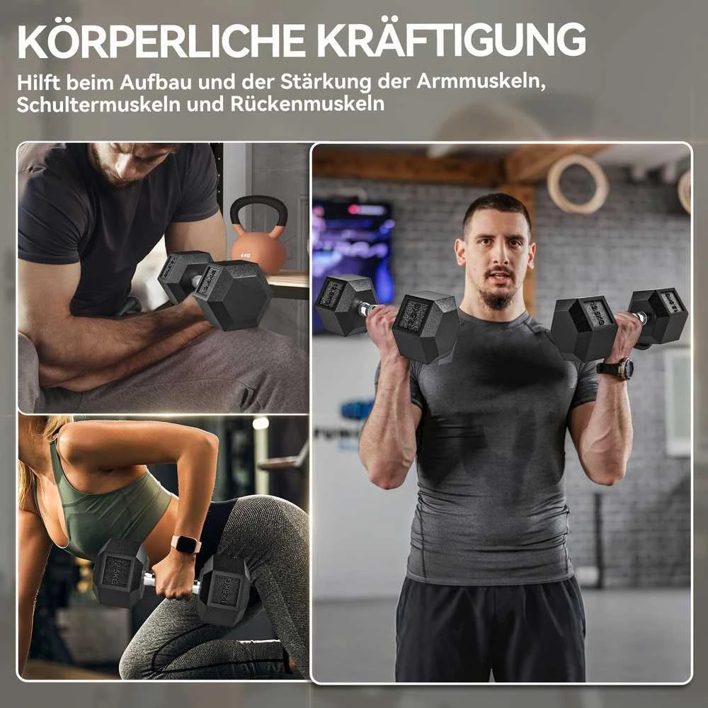 HOMCOM hanteliai su rantyta rankena, ketaus hanteliai, 2 x 12,5kg, skirti namams, sporto salei, jėgos treniruotėms