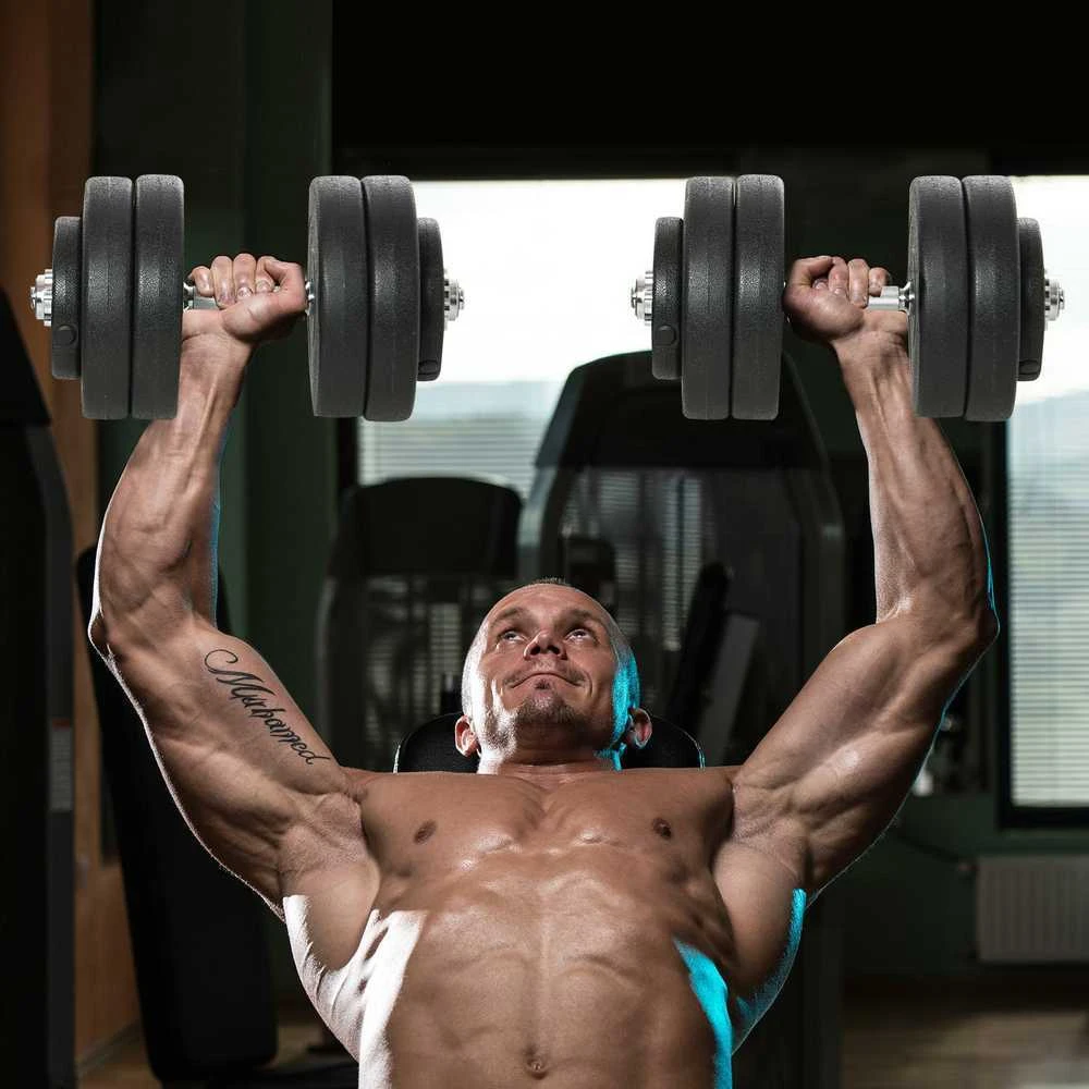 HOMCOM hantelių rinkinys, 2 vnt. trumpųjų hantelių, 50 kg hantelių rinkinys su 2 hantelių strypais, 12 svorių ir 4 žvaigždutės formos užraktais, plieno, juodas