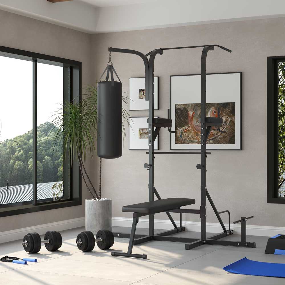 HOMCOM 30 kg hantelių rinkinys su svoriais – plieno, neslidus, juodas, tinkamas namams ir sporto salėms