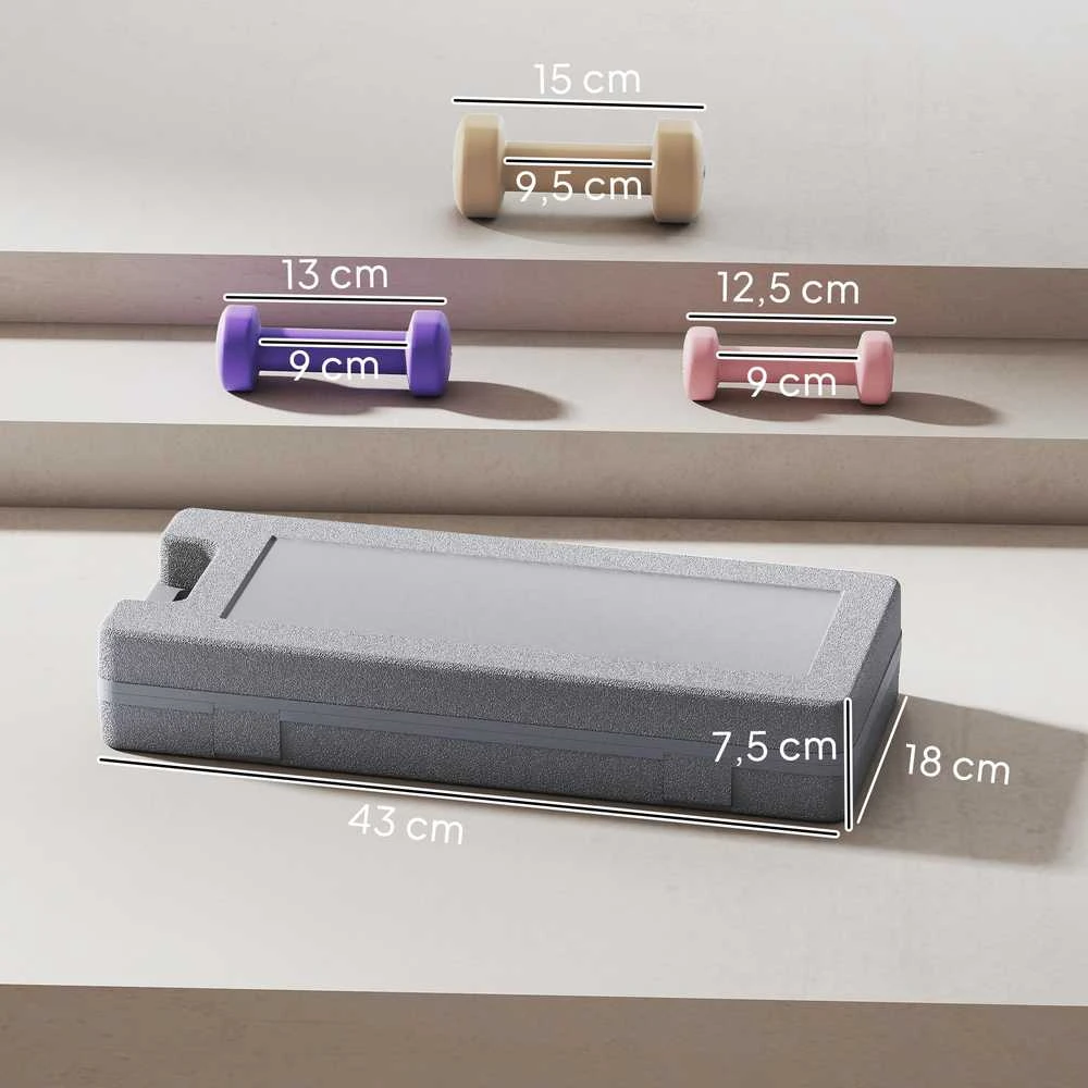 HOMCOM Hantelių rinkinys, 6 vnt. su dėklu, reguliuojami svoriai (0,5kg, 1kg, 1,5kg), skirti namams ir sporto salei