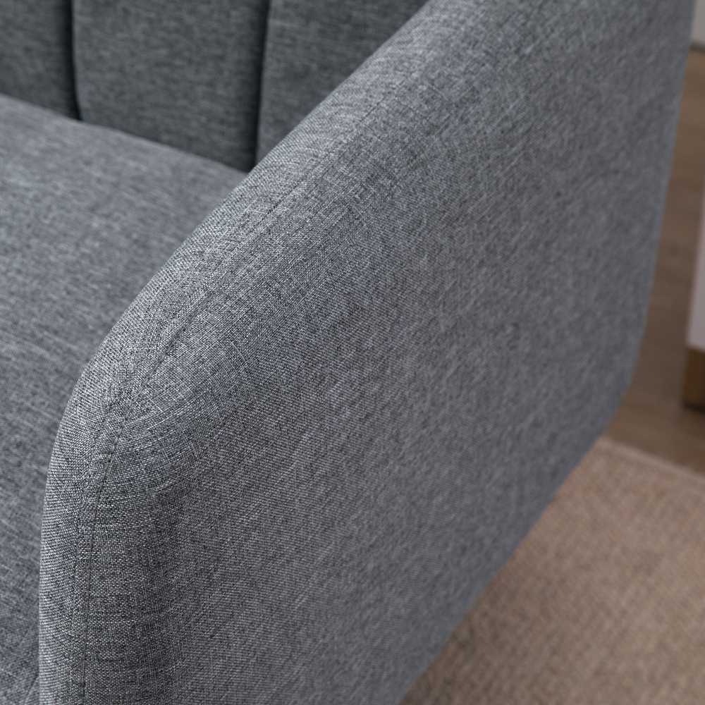 HOMCOM sofa-lova, dvivietė, su miegojimo funkcija, lino išvaizdos poliesteris, gumamedis, pilka, 173x75x73 cm