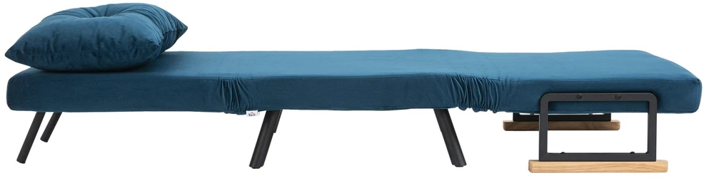 Fotelis HOMCOM išskleidžiama sofa-lova, poilsio kėdė su lovos funkcija, svečių lova, aksominė, reguliuojamas atlošas, mėlyna, 63x73x81 cm