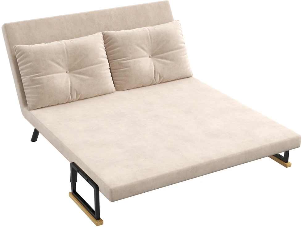 HOMCOM išskleidžiama sofa, poilsio fotelis su lovos funkcija, sulankstoma sofa su aksomo efektu, nugaros pagalvėlė, paminkštinta sofa su reguliuojamu atlošu, smėlio spalvos, 102 x 73 x 81 cm