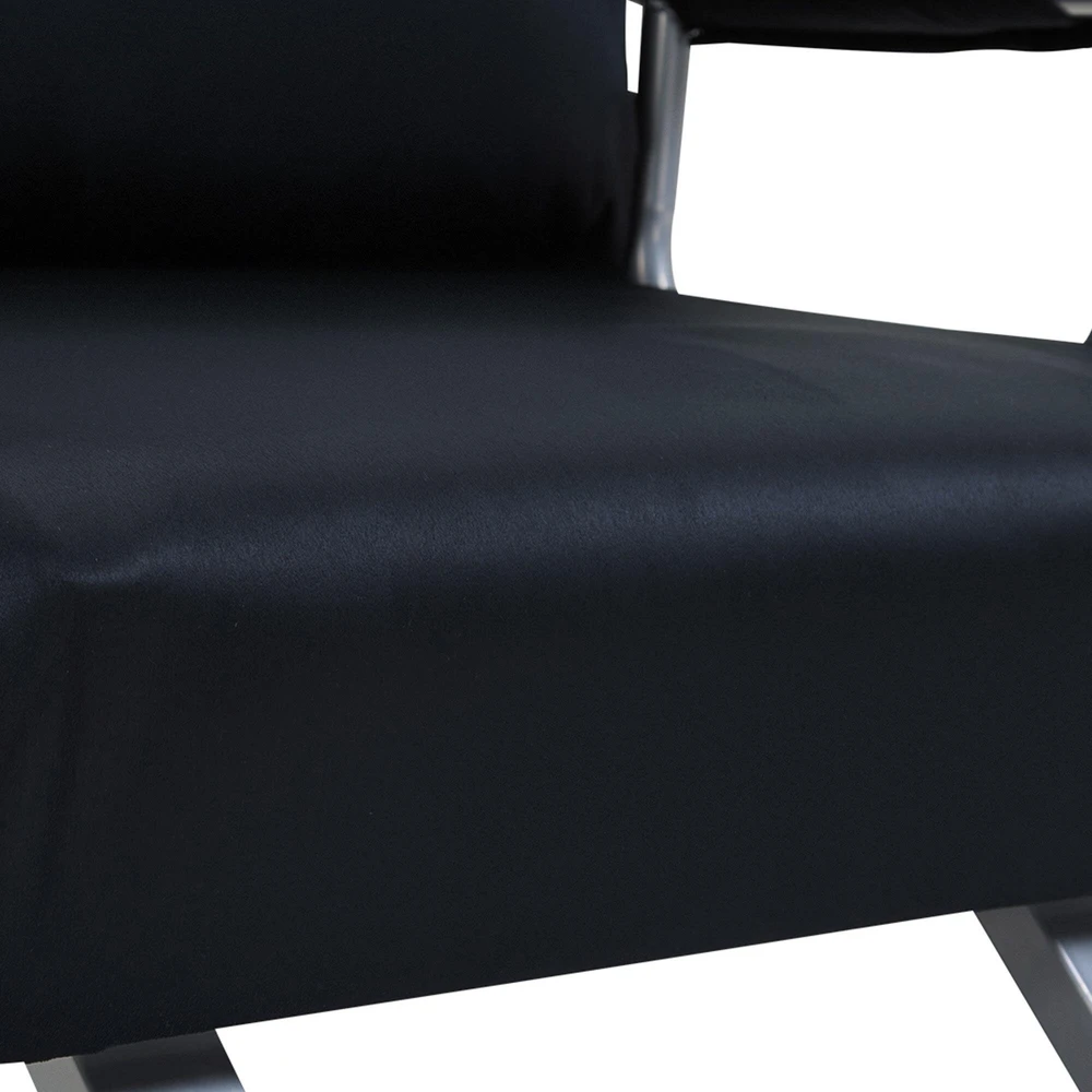 HOMCOM išskleidžiamas krėslas, 2-viename sofa-lova, reguliuojamas poilsio krėslas su atlošu ir pagalve, svečių lova iki 100 kg, juodas