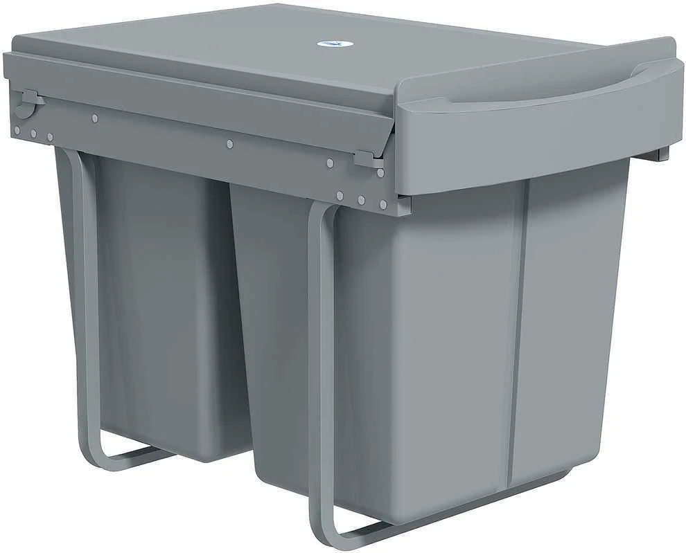 HOMCOM ištraukiama šiukšliadėžė, 2 x 20 l, išimami konteineriai, plastikas, metalas, pilka