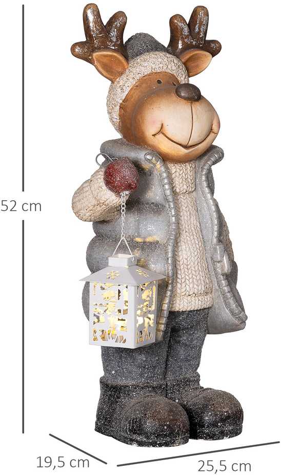 Homcom Kalėdinė briedžio statulėlė su LED žibintu, įvairiaspalvė, 25,5 × 19,5 × 52 cm