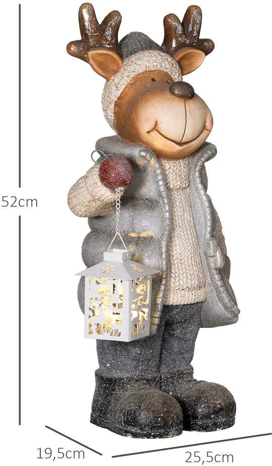 Homcom Kalėdinė briedžio statulėlė su LED žibintu, įvairiaspalvė, 25,5 × 19,5 × 52 cm
