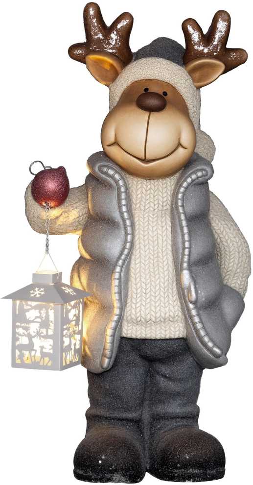 Homcom Kalėdinė briedžio statulėlė su LED žibintu, įvairiaspalvė, 25,5 × 19,5 × 52 cm