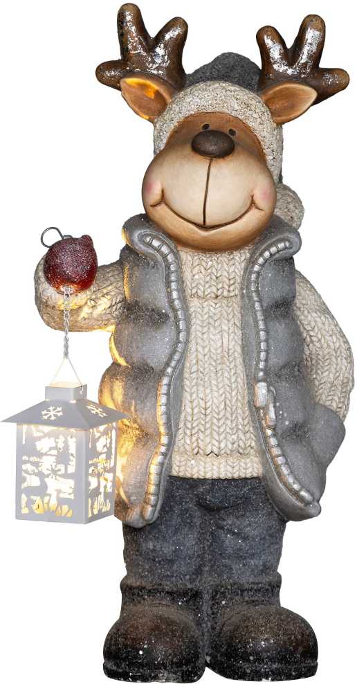 Homcom Kalėdinė briedžio statulėlė su LED žibintu, įvairiaspalvė, 25,5 × 19,5 × 52 cm
