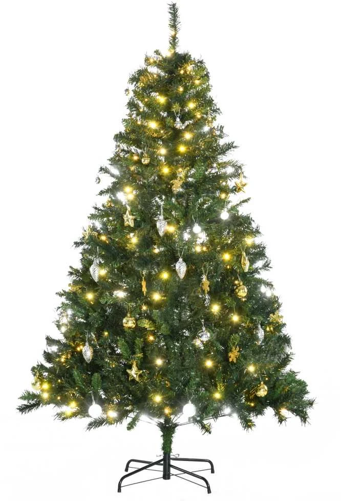 HOMCOM dirbtinė Kalėdų eglutė su dekoracijomis, 200 LED lempučių, 745 šakos, Ø 112 x A 180 cm