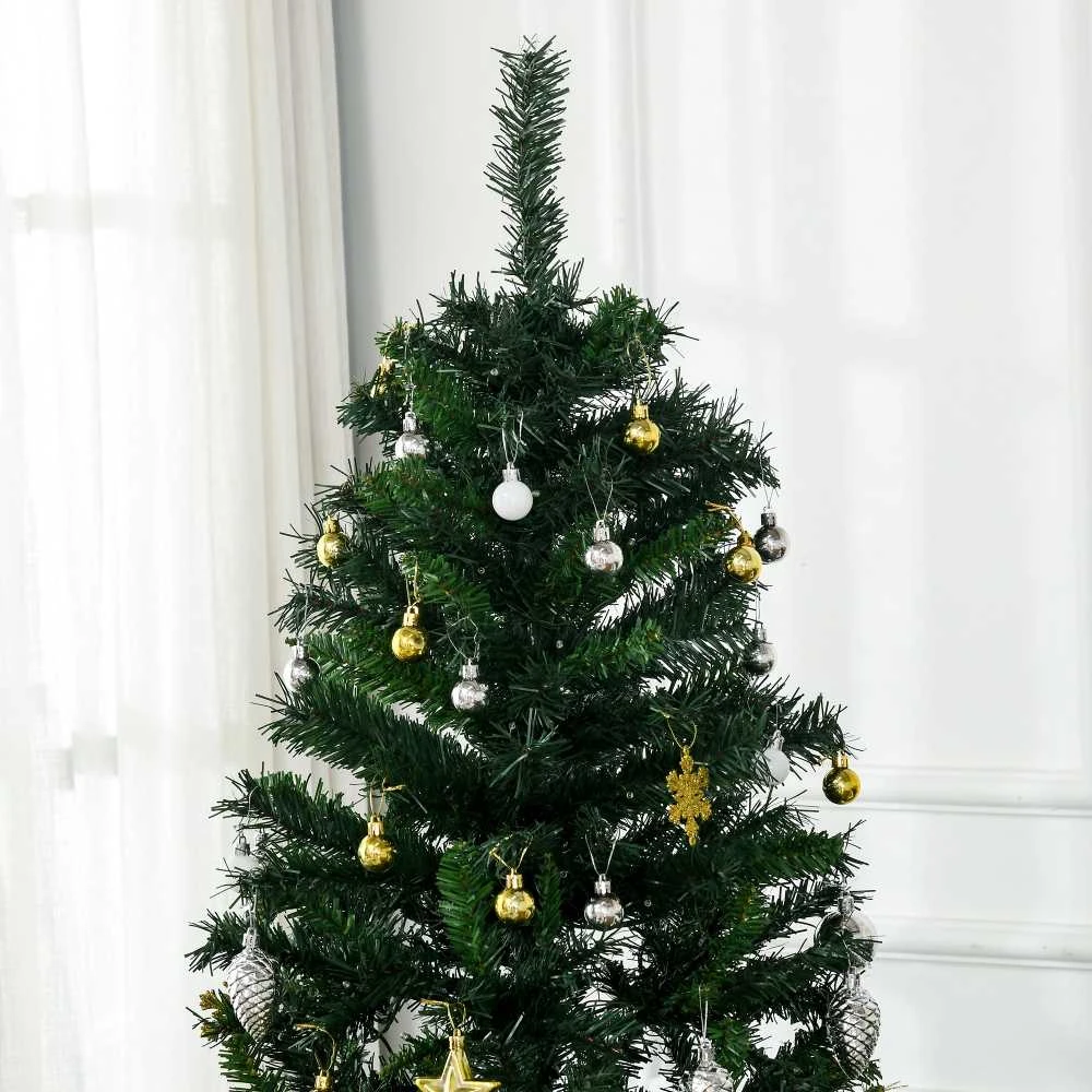 HOMCOM dirbtinė Kalėdų eglutė su dekoracijomis, 200 LED lempučių, 745 šakos, Ø 112 x A 180 cm