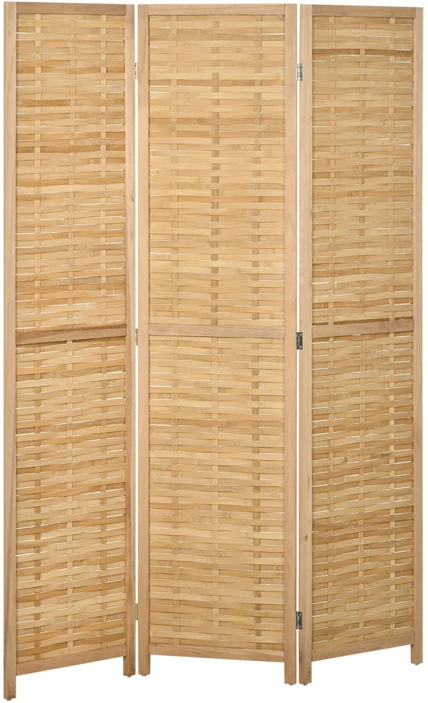 HOMCOM kambario pertvara, 3 dalių, sulankstoma bambukinė širma, 120x170 cm, gyvenamajam kambariui ar miegamajam, natūrali
