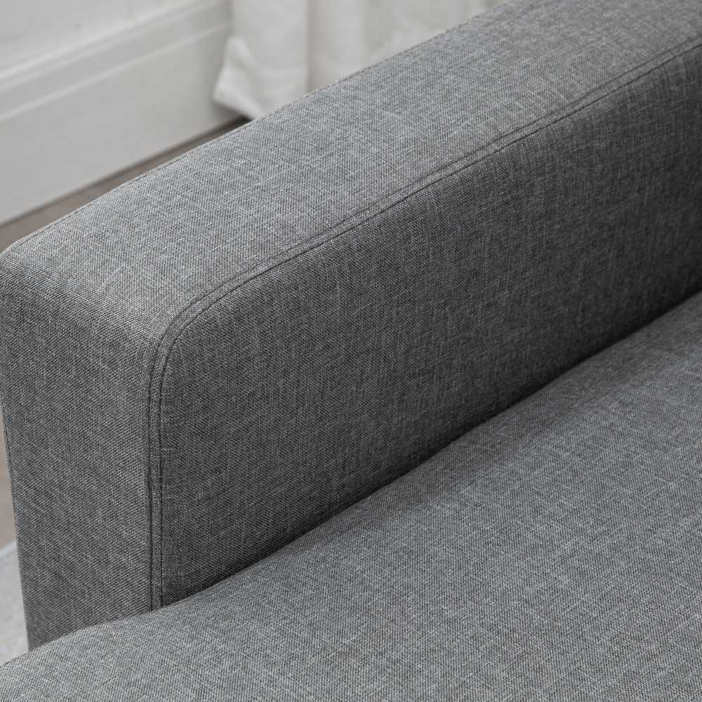 HOMCOM kampinė sofa lova su daiktadėže, šezlongu, L-formos, lino išvaizdos audinys, šviesiai pilka, 211,5 x 146 x 85 cm
