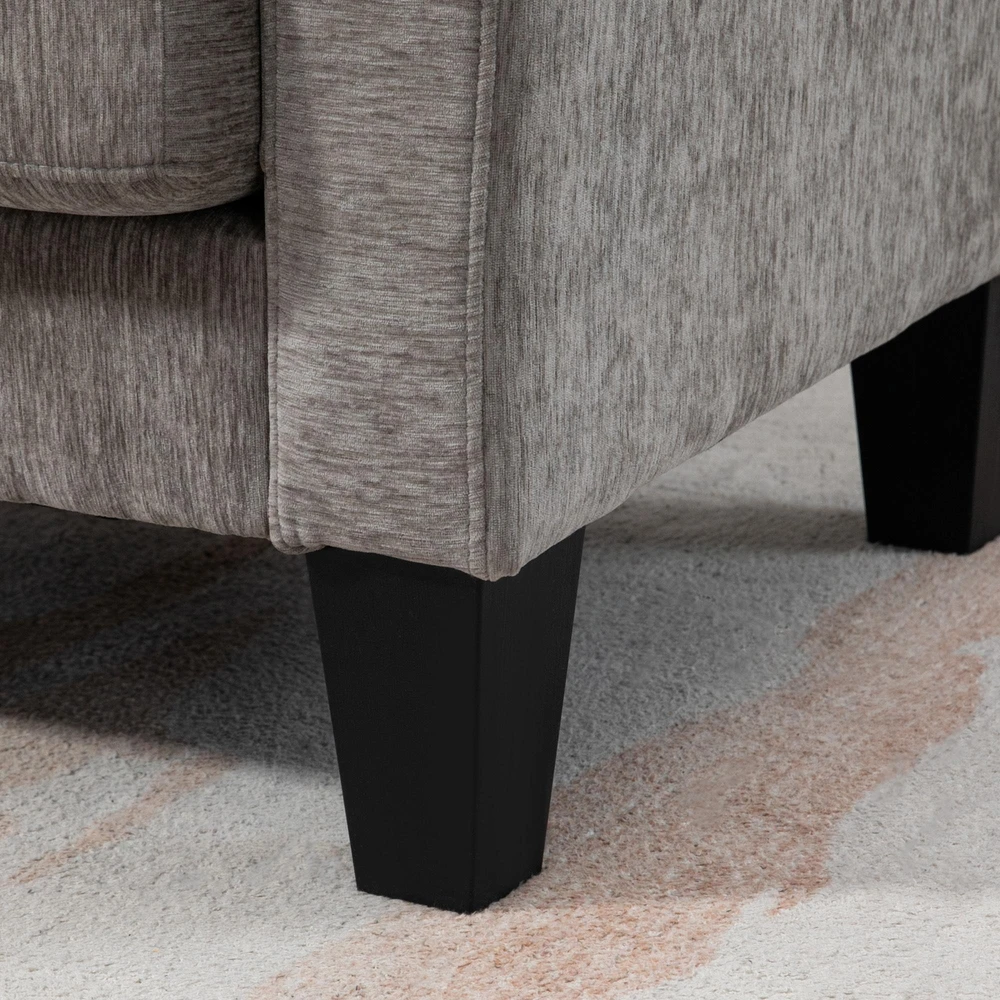 HOMCOM kampinė sofa, L-formos sofa su perstatomu šezlongu, 186 x 130 x 84 cm, ruda