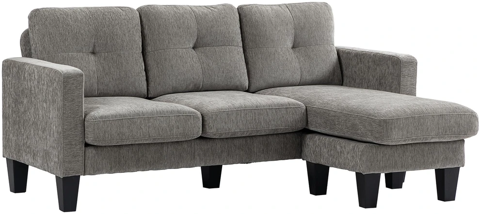 HOMCOM kampinė sofa, L-formos sofa su perstatomu šezlongu, 186 x 130 x 84 cm, ruda