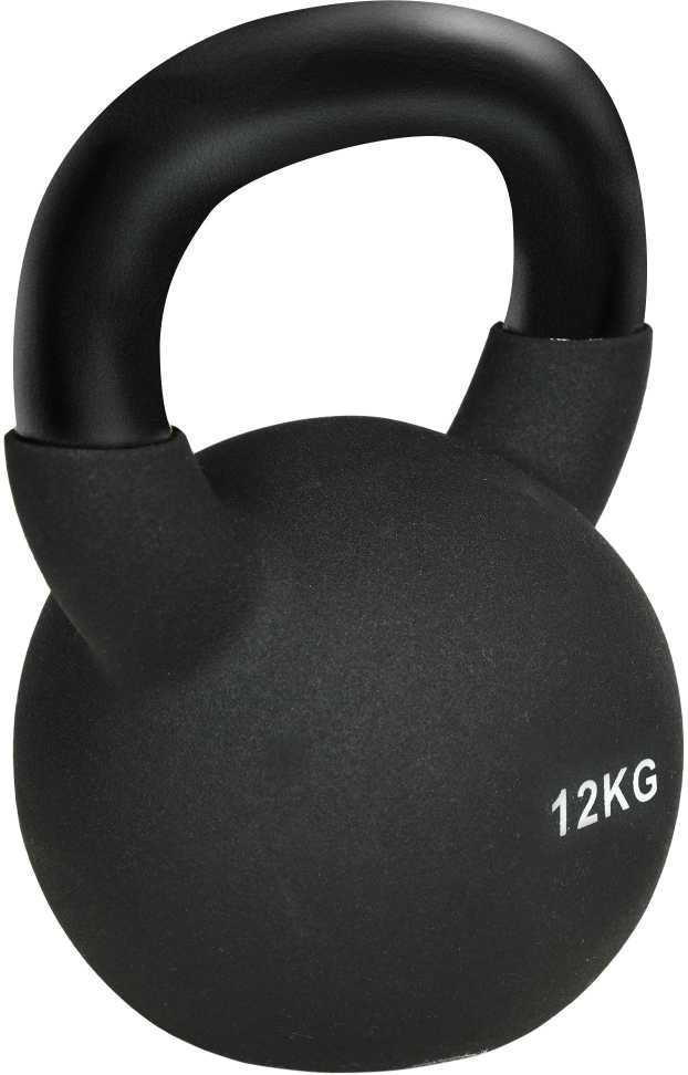 HOMCOM kamuolio hantelis iš ketaus neopreno dangos, apsaugantis grindis, sūpynės hantelis juodas 12 KG