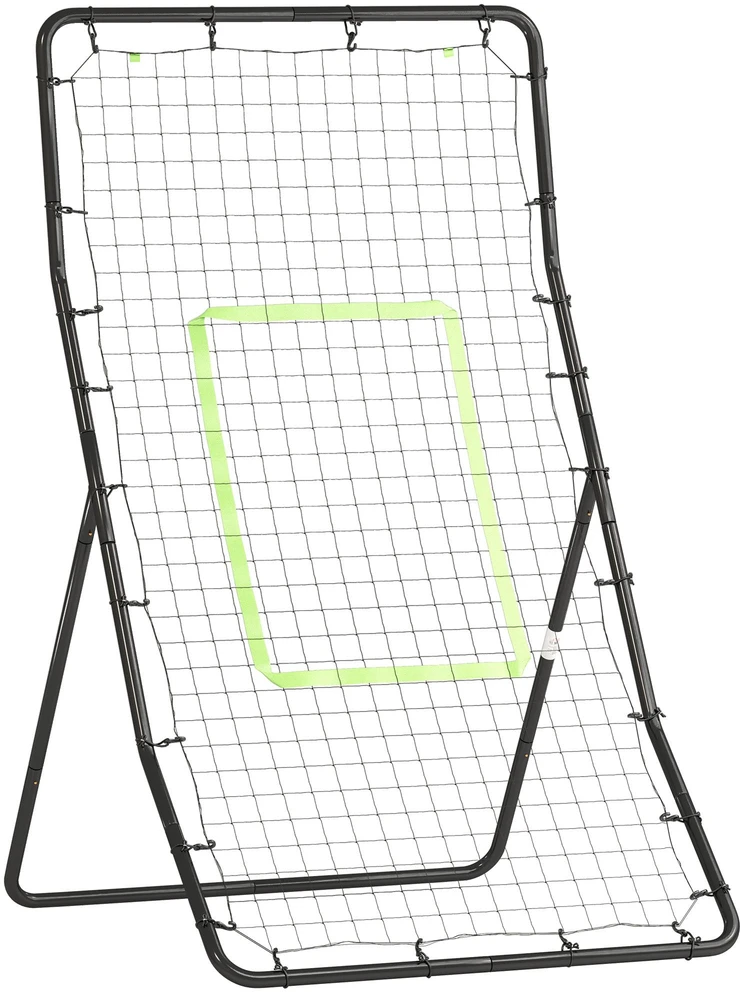 HOMCOM futbolo atšokimo sienelė, tinklas, plienas+PE, 75x126cm, treniruočių priemonė futbolui, juoda