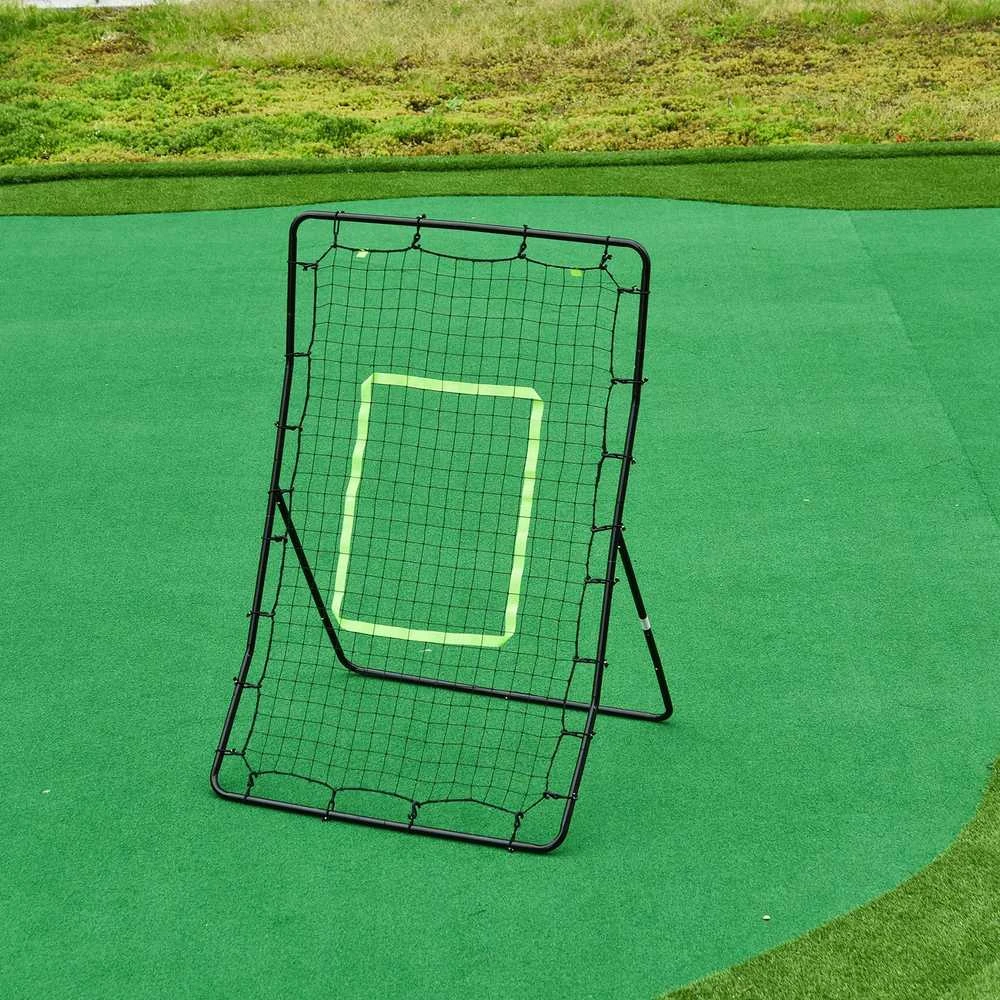 HOMCOM futbolo atšokimo sienelė, tinklas, plienas+PE, 75x126cm, treniruočių priemonė futbolui, juoda