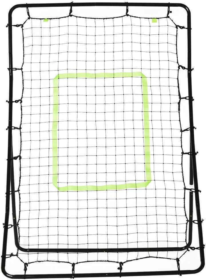 HOMCOM futbolo atšokimo sienelė, tinklas, plienas+PE, 75x126cm, treniruočių priemonė futbolui, juoda