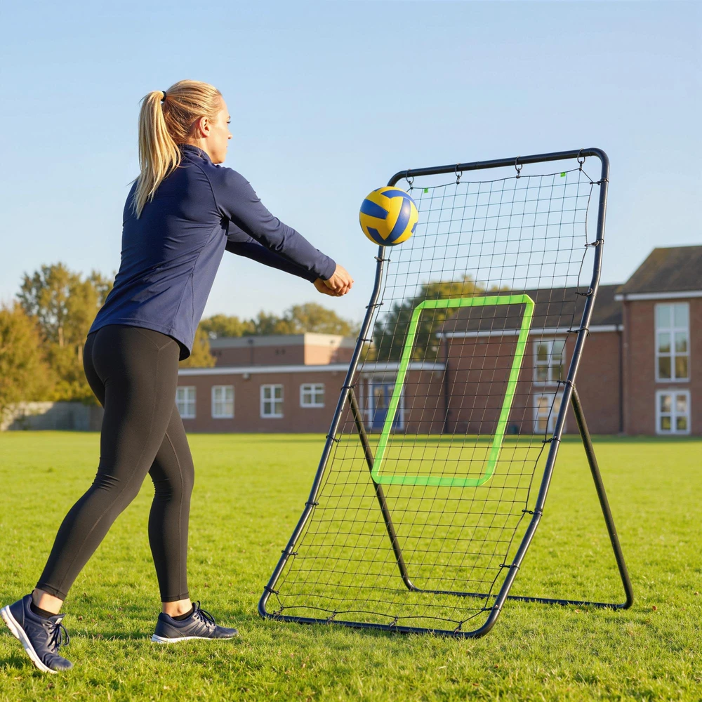 HOMCOM futbolo atšokimo sienelė, tinklas, plienas+PE, 75x126cm, treniruočių priemonė futbolui, juoda