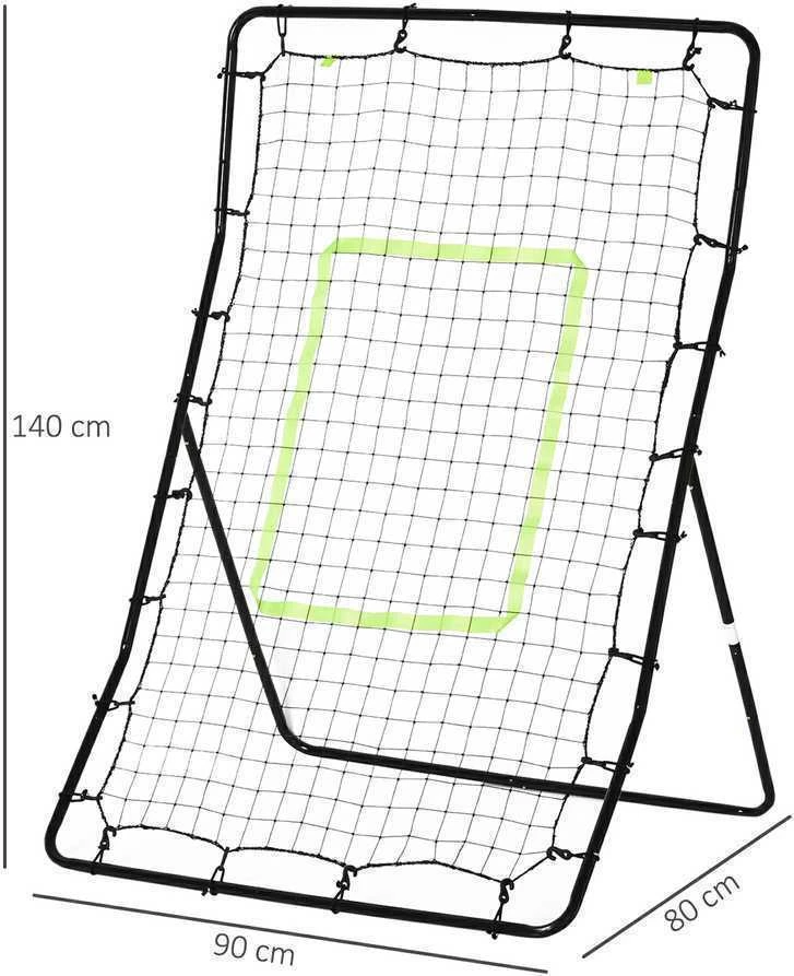 HOMCOM futbolo atšokimo sienelė, tinklas, plienas+PE, 75x126cm, treniruočių priemonė futbolui, juoda