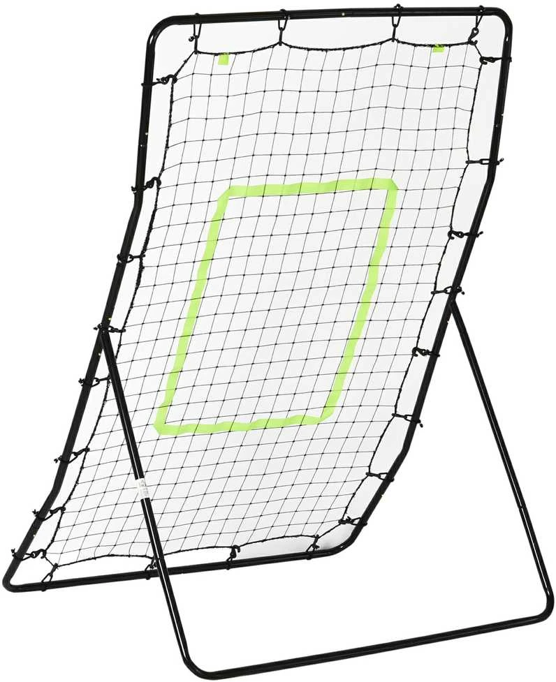 HOMCOM futbolo atšokimo sienelė, tinklas, plienas+PE, 75x126cm, treniruočių priemonė futbolui, juoda
