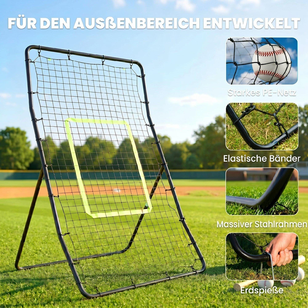 HOMCOM futbolo atšokimo sienelė, tinklas, plienas+PE, 75x126cm, treniruočių priemonė futbolui, juoda