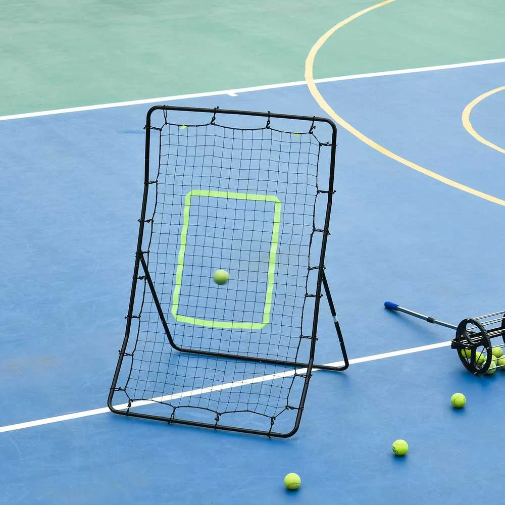 HOMCOM futbolo atšokimo sienelė, tinklas, plienas+PE, 75x126cm, treniruočių priemonė futbolui, juoda