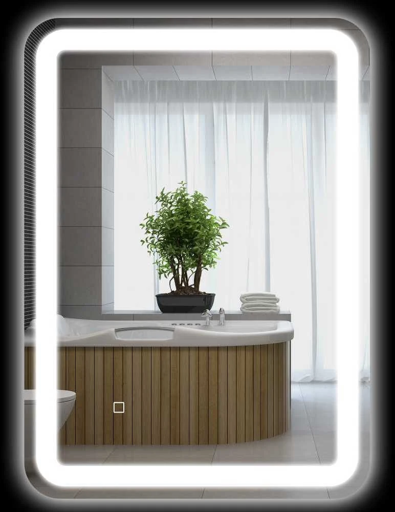 Homcom kleankin vonios veidrodis, 50 x 70 cm LED vonios veidrodis su 3 šviesos spalvomis, sieninis veidrodis su jutikliniu jungikliu, atminties funkcija, apšviečiamas veidrodis su apsauga nuo rasojimo, IP44