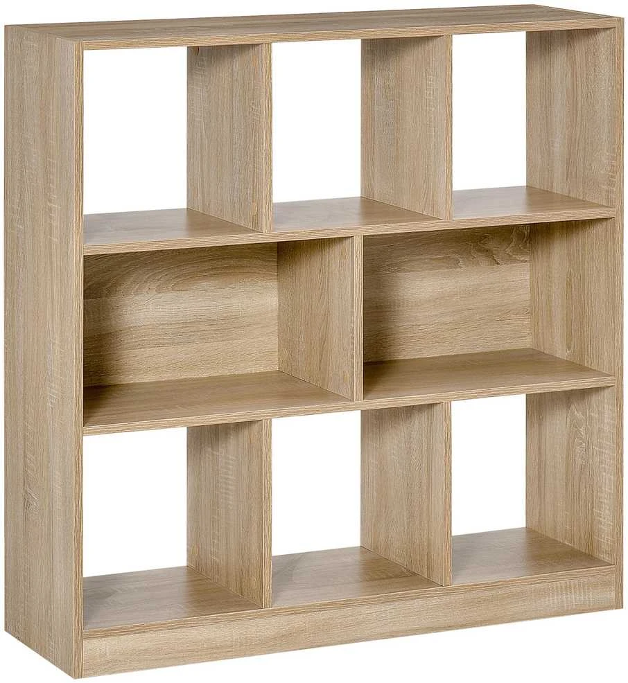 HOMCOM knygų lentyna, natūralaus atspalvio, 3 aukštų laikymo lentyna, biuro lentyna, ekspozicinė lentyna namų biurui/svetainei, 97,5x30x100cm (Ekspozicinė prekė)