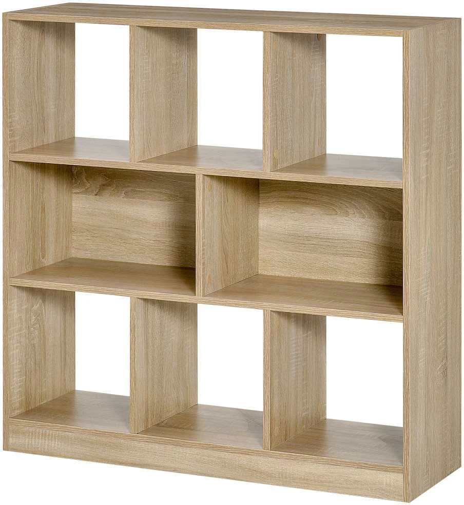 HOMCOM knygų lentyna, natūralaus atspalvio, 3 aukštų laikymo lentyna, biuro lentyna, ekspozicinė lentyna namų biurui/svetainei, 97,5x30x100cm (Ekspozicinė prekė) (Ekspozicinė prekė)