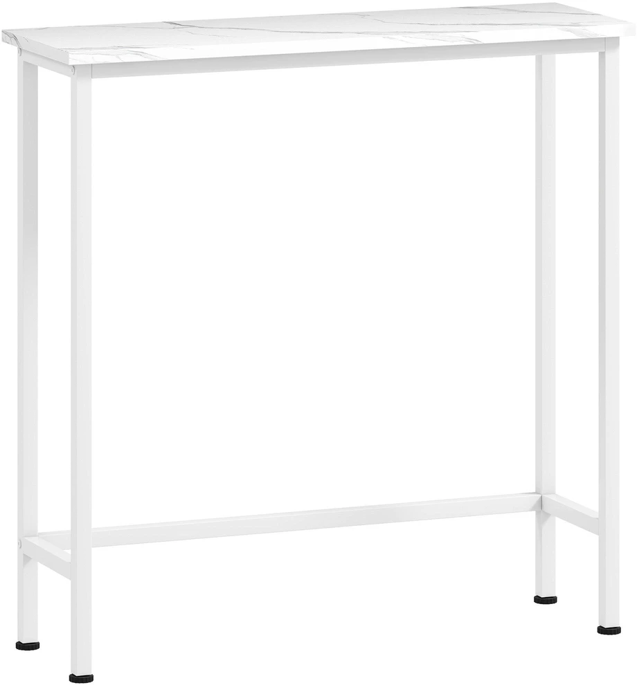 HOMCOM konsolinis stalas prieškambario stalas su reguliuojamais kojelėmis, apsauga nuo apsivertimo 75 x 24 x 76 cm mažam kambariui baltas