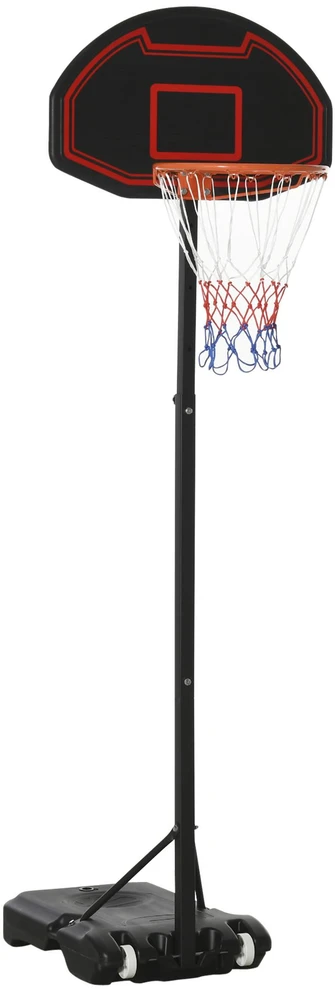 HOMCOM krepšinio stovas su krepšiu, reguliuojamo aukščio 195-250 cm, lauko naudojimui, su ratukais, skirtas 8-14 metų vaikams