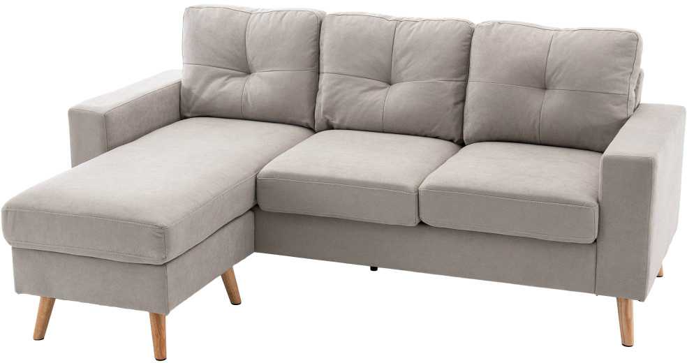 HOMCOM L-formos kampinė sofa, kampinis komplektas su lino išvaizdos audiniu, 3 vietų sofa su gultu, medžiaginė sofa svetainei, šviesiai pilka