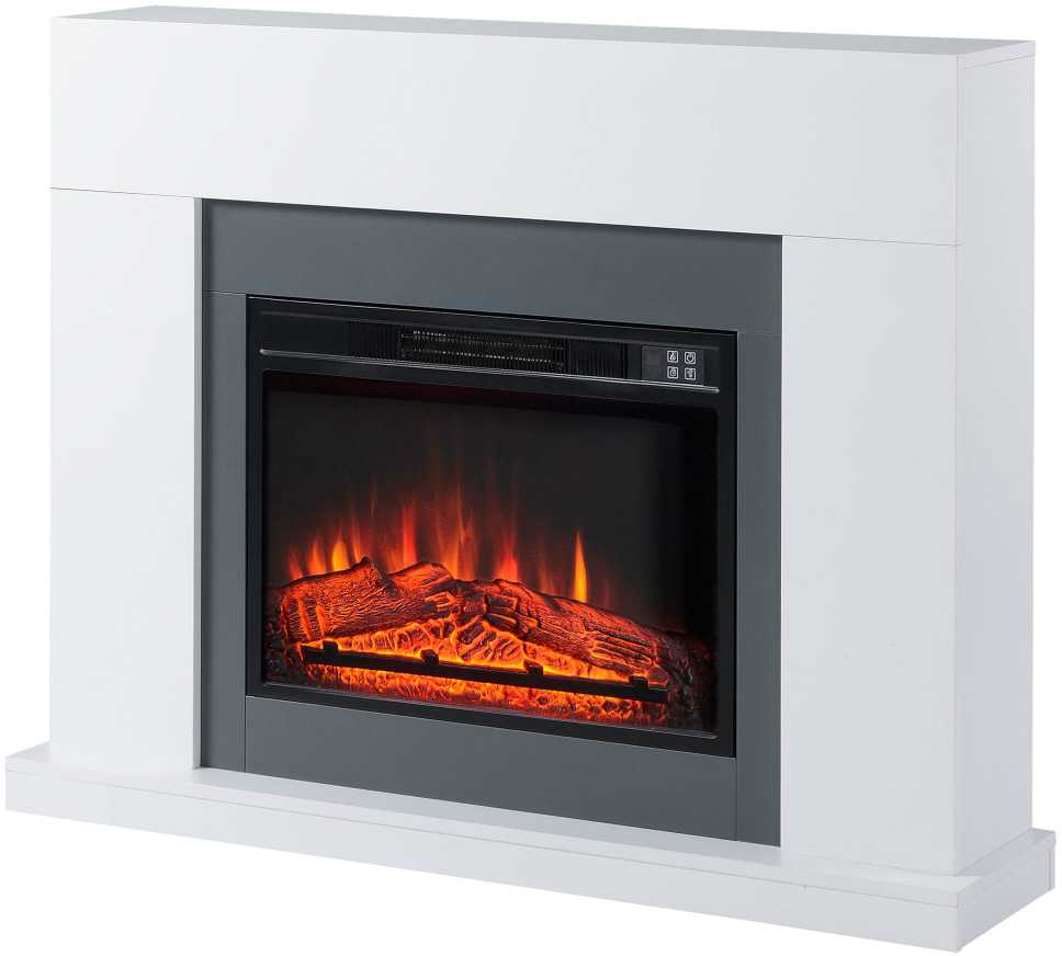 HOMCOM LED elektrinis židinys Stovintis židinys Krosnelė su liepsnos efektu 1800/2000W Vidaus šildymas Dekoratyvinis židinys MDF Baltas 113x26,6x87,5cm, suteikiantis jaukumo