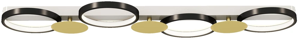 Pakabinamas šviestuvas HOMCOM LED lubinis šviestuvas, 38 W, 1500 LM, 3000 K–6500 K, svetainės lempa su 4 lemputėmis ir nuotolinio valdymo pulteliu, juoda ir auksinė spalva