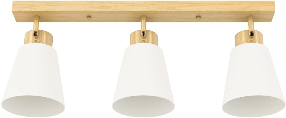 Pakabinamas šviestuvas HOMCOM LED lubinis šviestuvas 40W, su dvigubu montavimu ir 90° reguliojamomis galvutėmis, 3x E27 lizdai, natūrali mediena