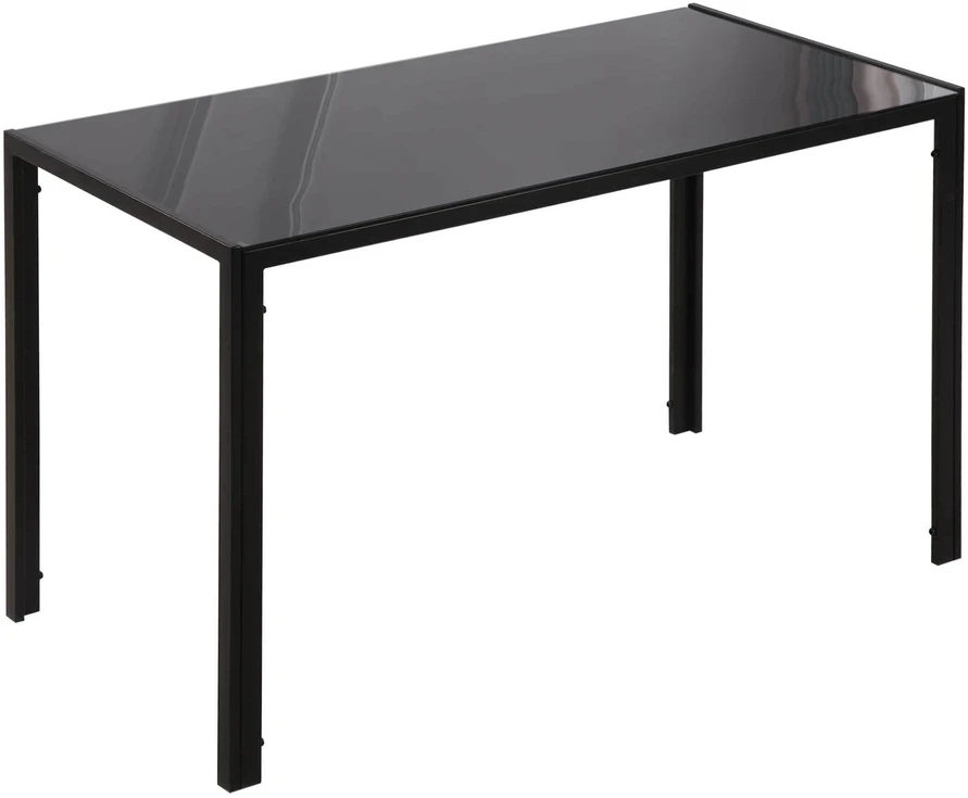 HOMCOM LED valgomasis stalas, virtuvės stalas 4 asmenims, grūdintas stiklas, metalas, juodas, 120x60x75 cm