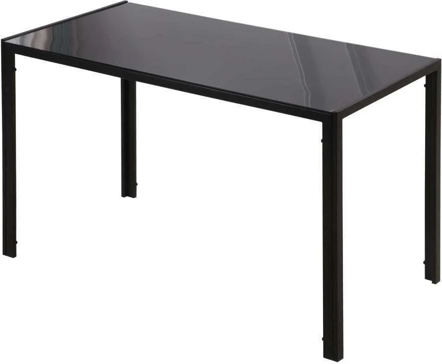HOMCOM LED valgomasis stalas, virtuvės stalas 4 asmenims, grūdintas stiklas, metalas, juodas, 120x60x75 cm