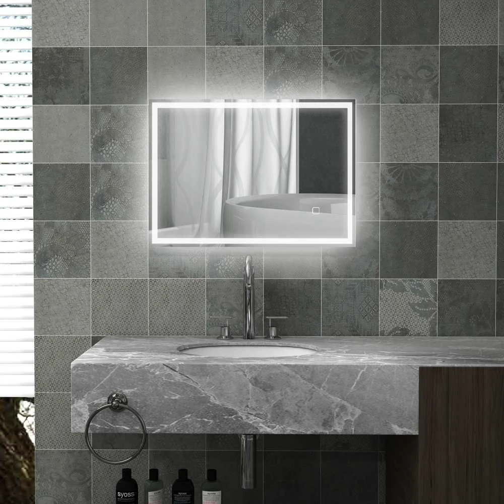 HOMCOM LED vonios veidrodis, sieninis veidrodis, 80x60 cm, nerasojantis, jutiklinis jungiklis, IP44