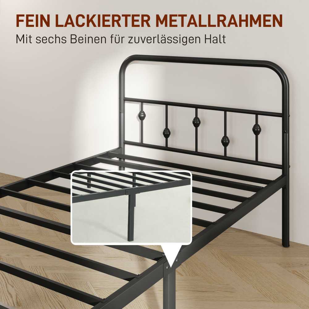 HOMCOM Lovos rėmas čiužiniui 200 x 90 cm, sulankstomas lovos rėmas, 82,5 cm aukščio metalinė lova, metalinis lovos rėmas, pagamintas iš metalo, skirtas miegamajam, svečių kambariui, juodas